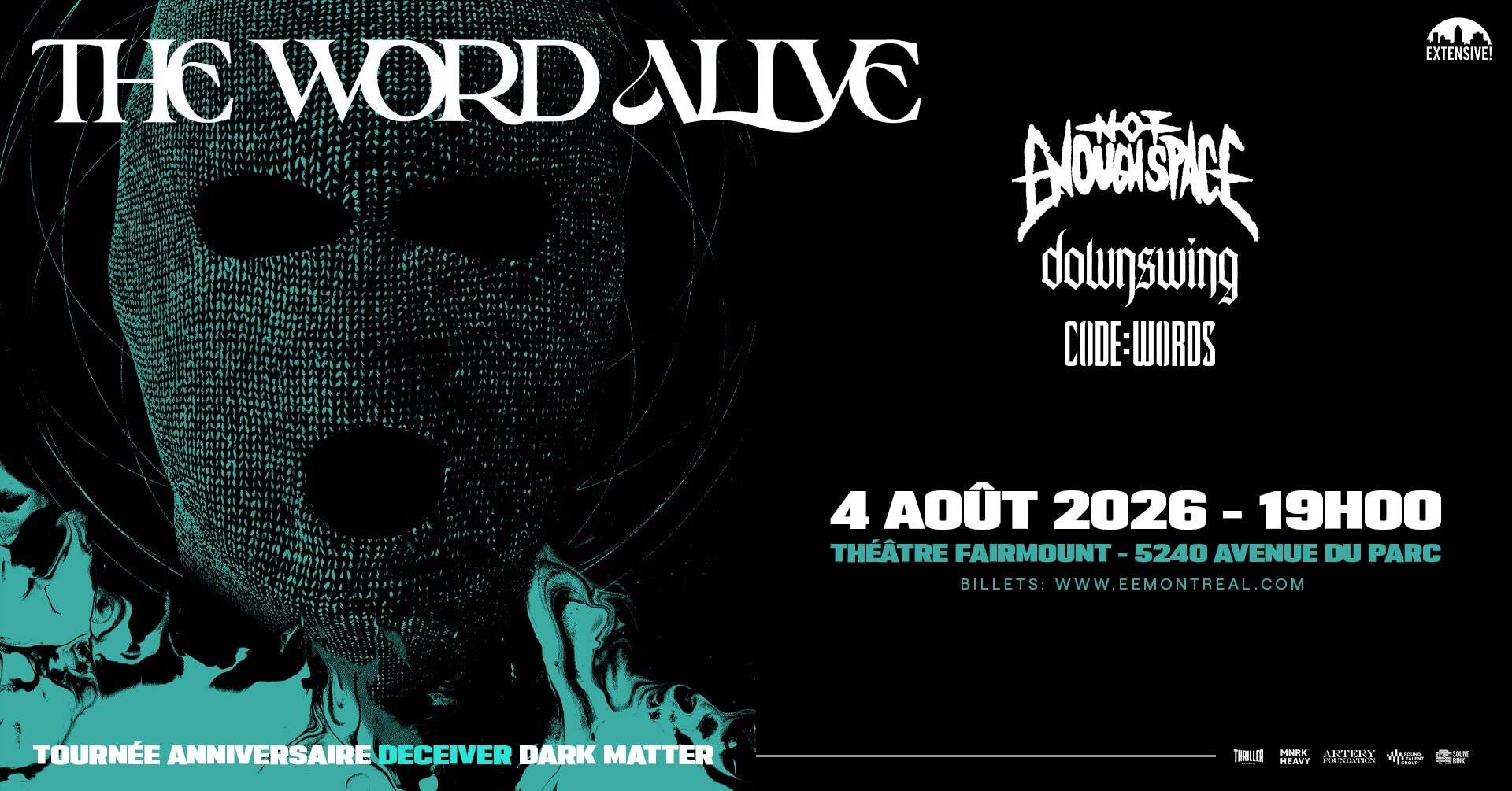The Word Alive + Not Enough Space + Downswing + Code:Words | Montréal